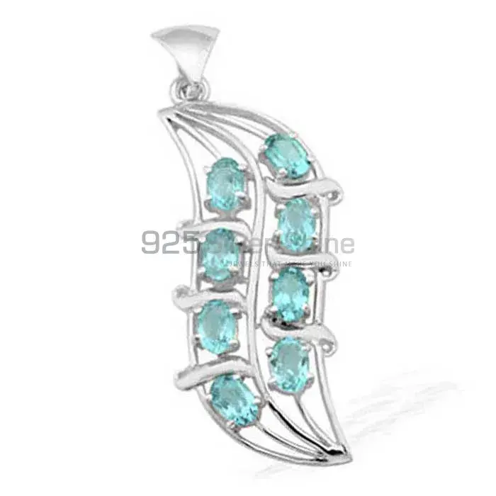 Top Quality 925 Sterling Silver Handmade Pendants In Blue Topaz Gemstone Jewelry 925SP1536_0