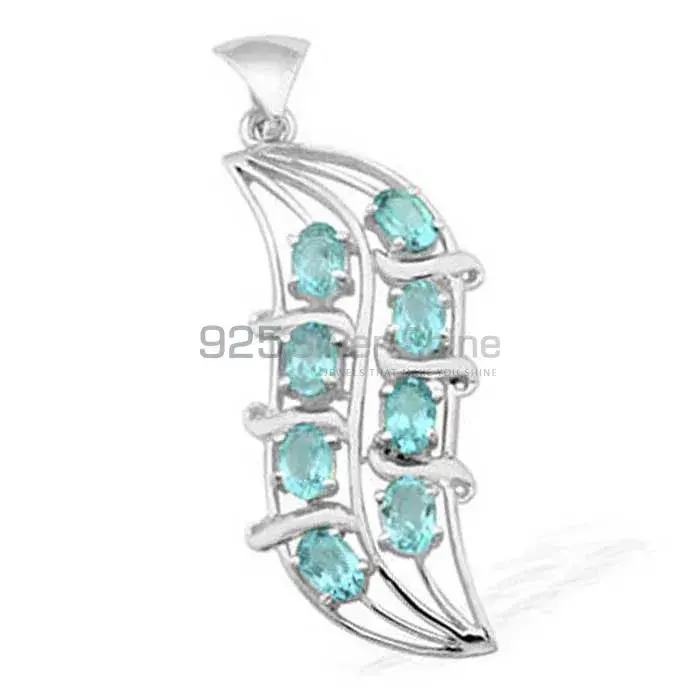 925 Sterling Silver Handmade Pendants In Blue Topaz Gemstone Jewelry 925SP1536_0