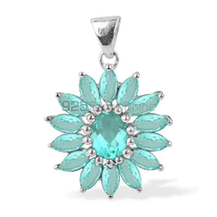 Top Quality 925 Sterling Silver Handmade Pendants In Blue Topaz Gemstone Jewelry 925SP1636