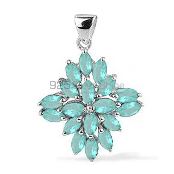 Top Quality 925 Sterling Silver Handmade Pendants In Blue Topaz Gemstone Jewelry 925SP1686