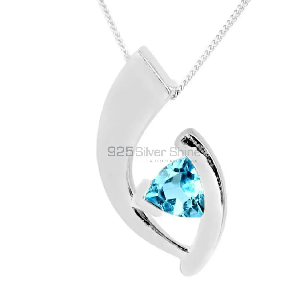 Top Quality 925 Sterling Silver Handmade Pendants In Blue Topaz Gemstone Jewelry 925SP224-3