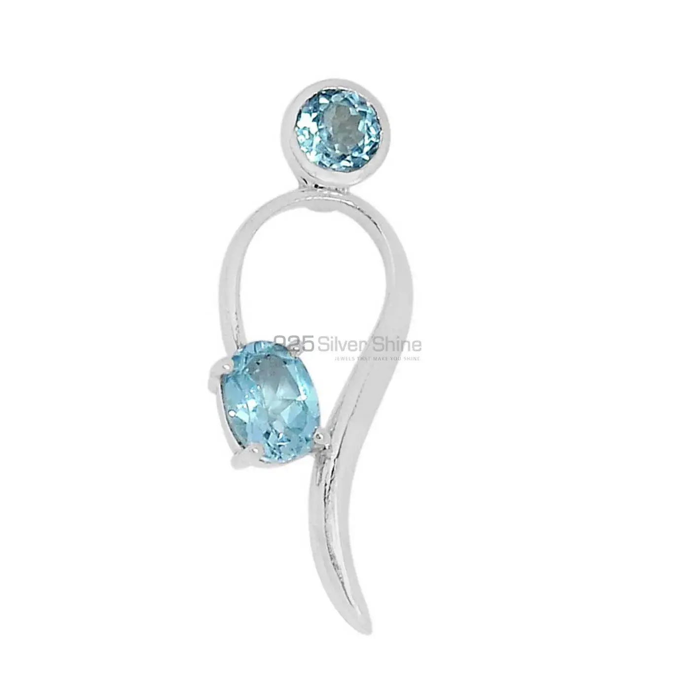 Top Quality 925 Sterling Silver Handmade Pendants In Blue Topaz Gemstone Jewelry 925SSP317-2_0
