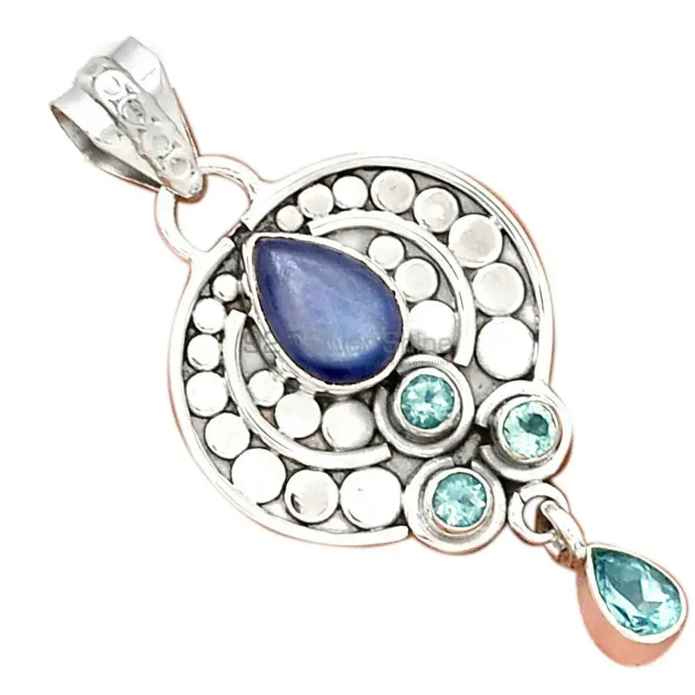 925 Sterling Silver Handmade Pendants In Multi Gemstone Jewelry 925SP076-7_0