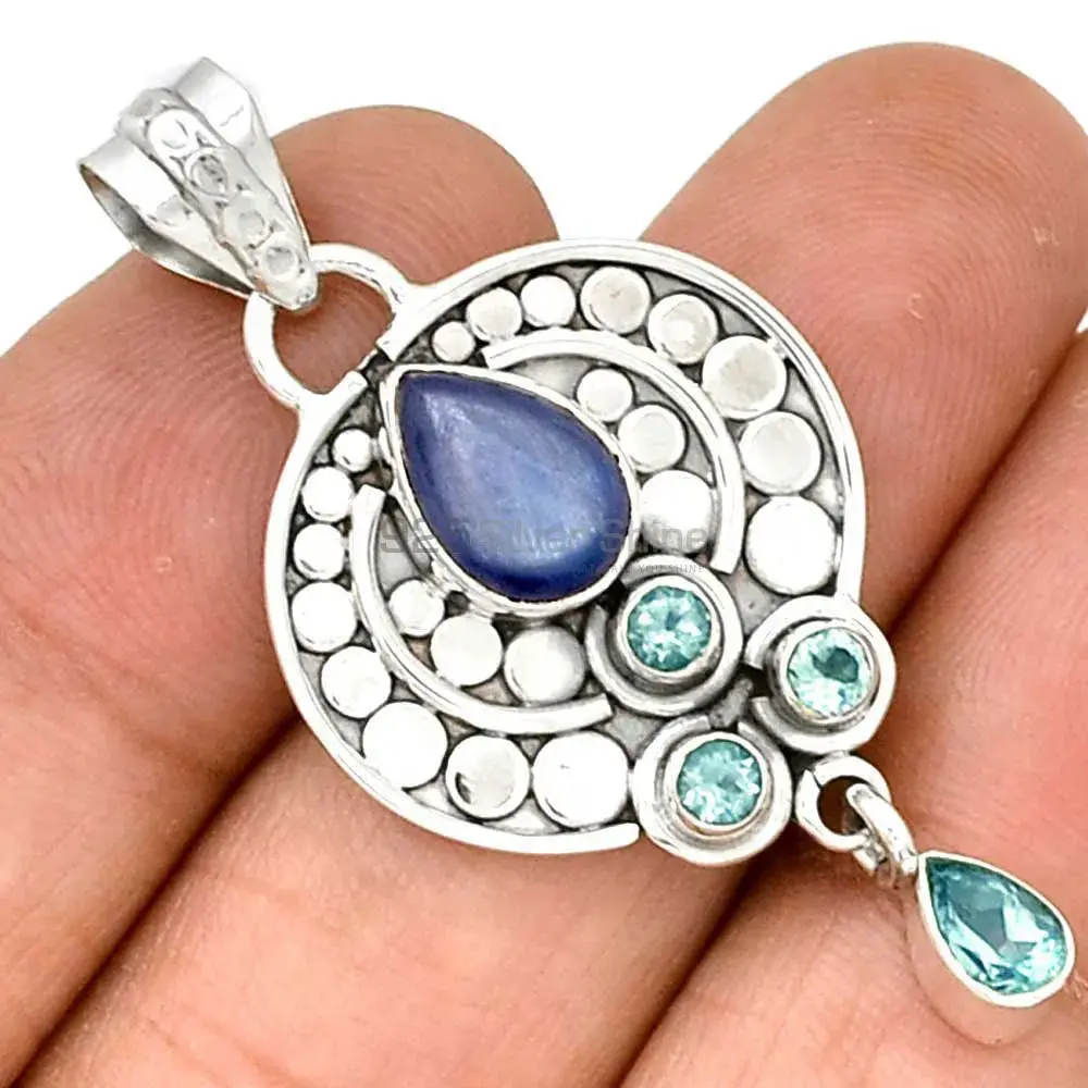 925 Sterling Silver Handmade Pendants In Multi Gemstone Jewelry 925SP076-7_1