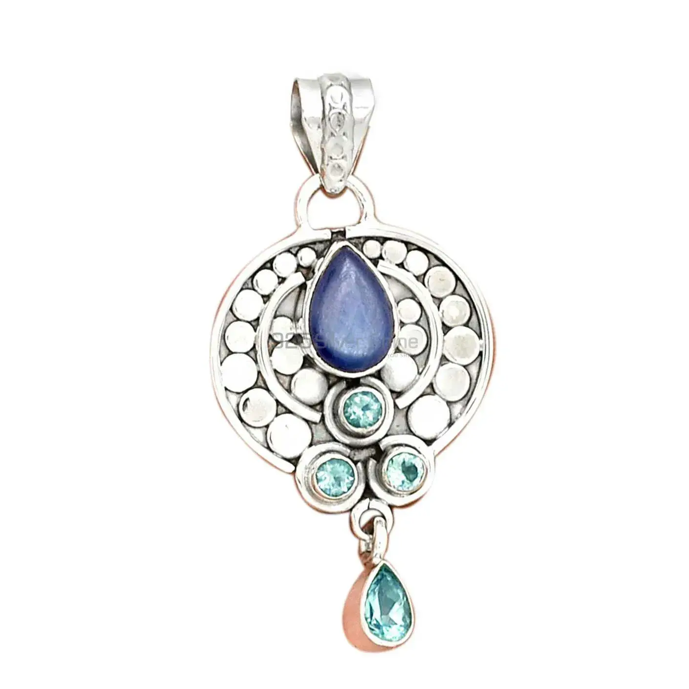 925 Sterling Silver Handmade Pendants In Multi Gemstone Jewelry 925SP076-7_2