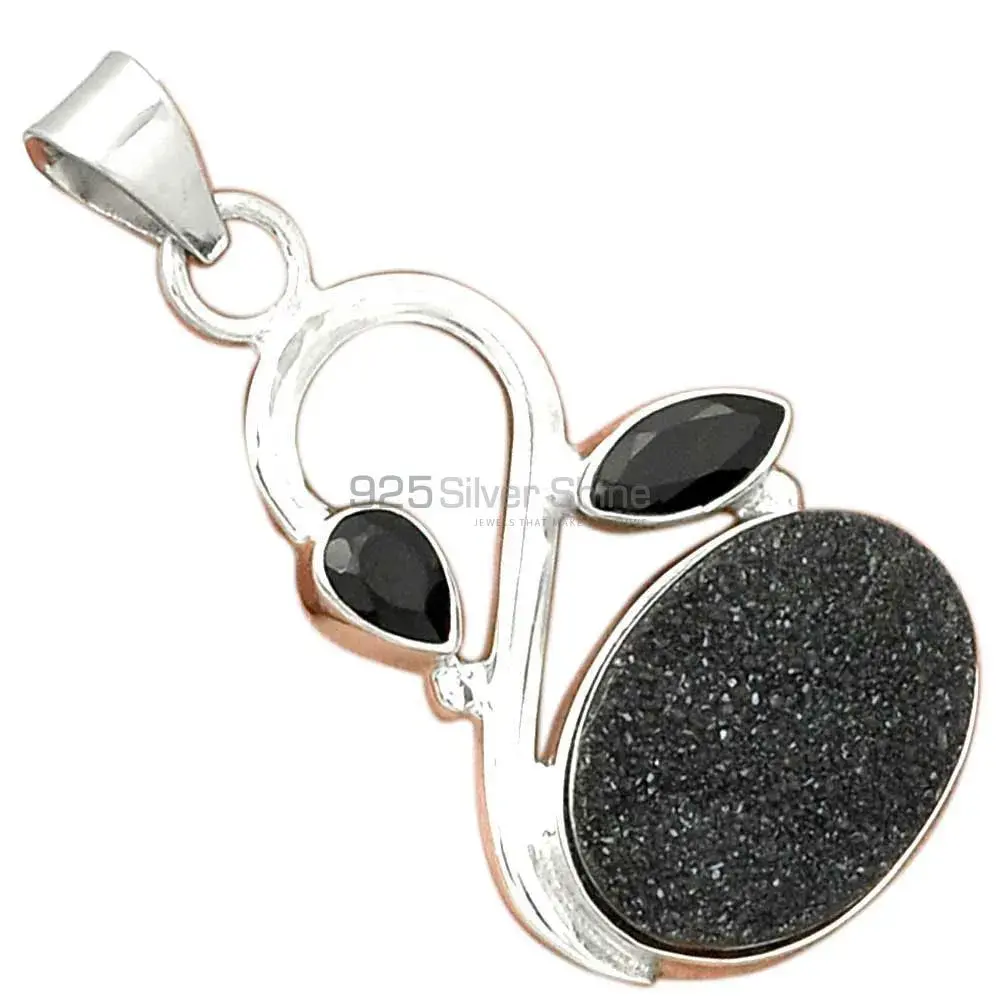 925 Sterling Silver Handmade Pendants In Multi Gemstone Jewelry 925SP088-3_0