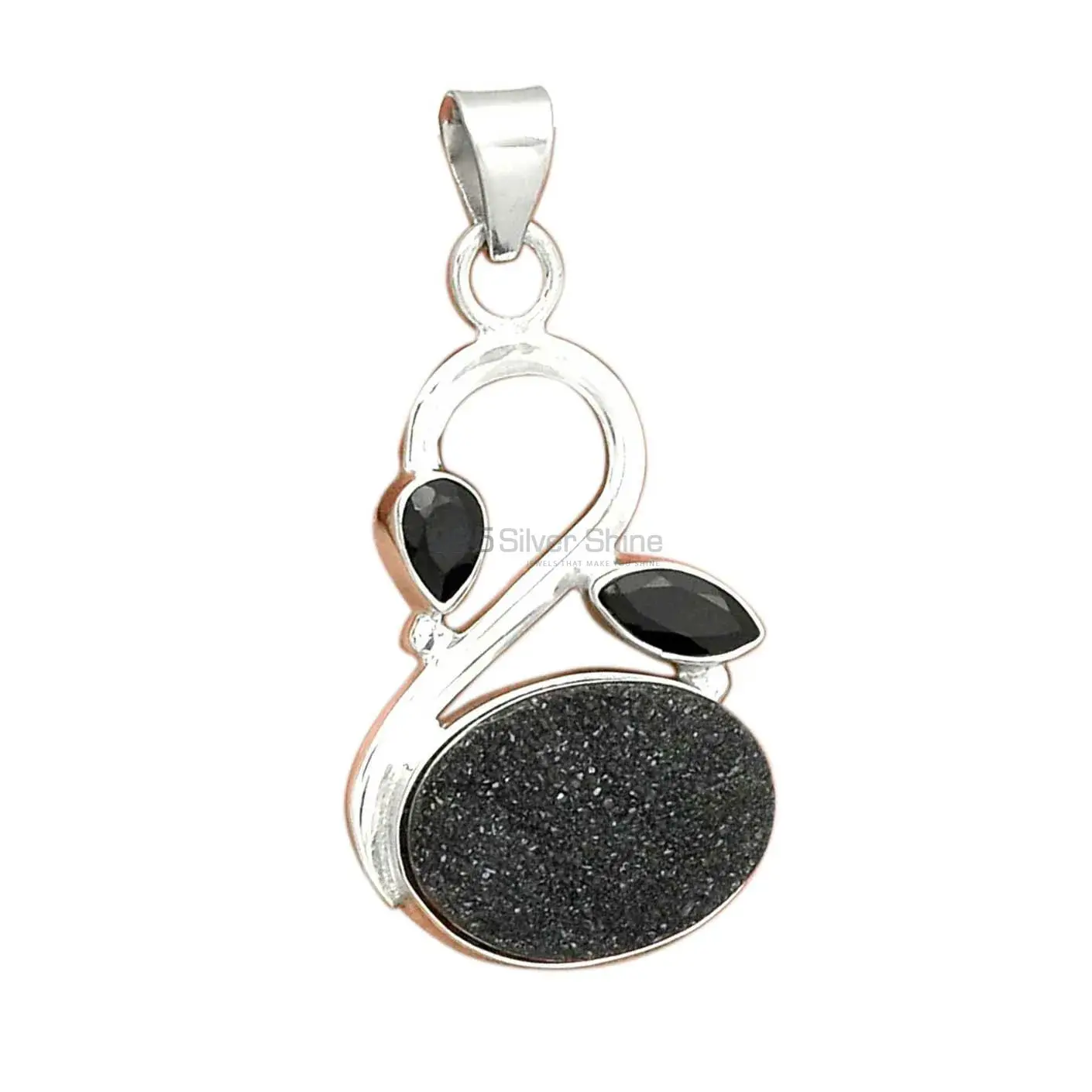 925 Sterling Silver Handmade Pendants In Multi Gemstone Jewelry 925SP088-3_2