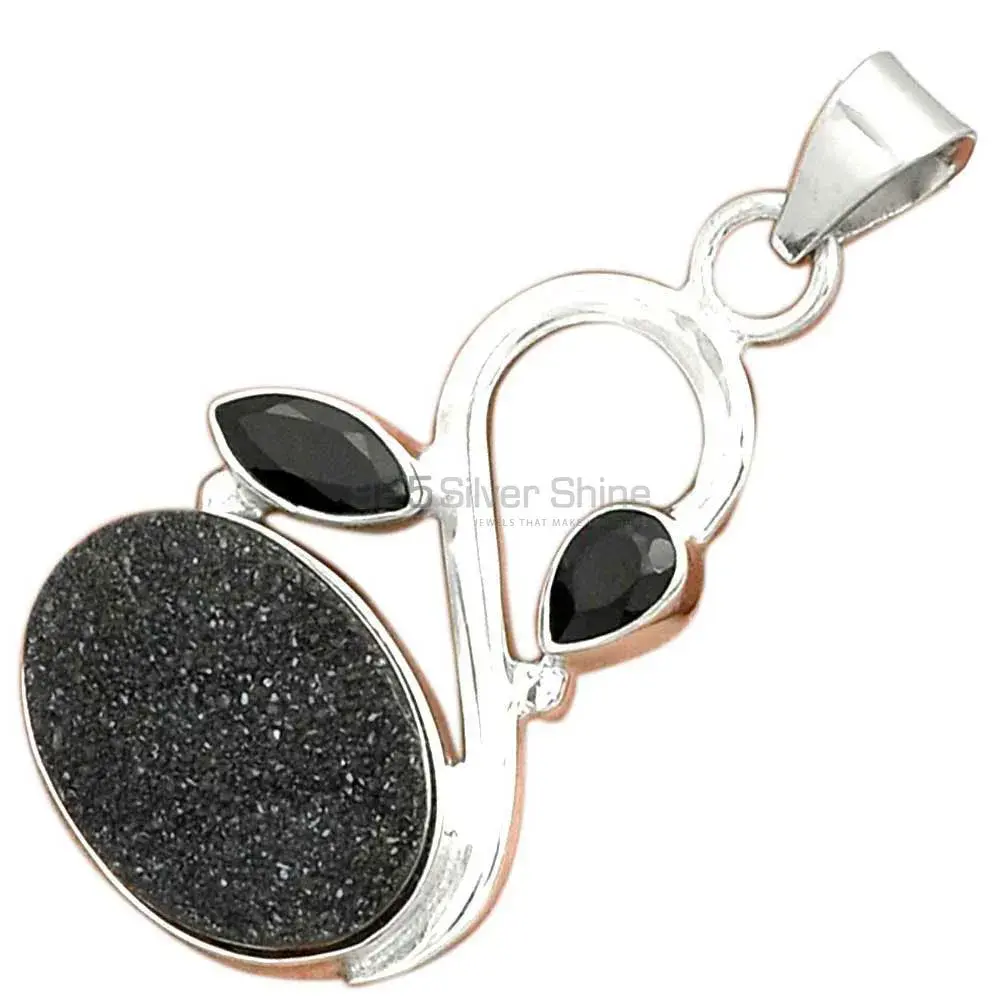 925 Sterling Silver Handmade Pendants In Multi Gemstone Jewelry 925SP088-3_3