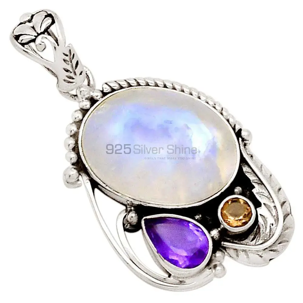 Top Quality 925 Sterling Silver Handmade Pendants In Multi Gemstone Jewelry 925SP113-1