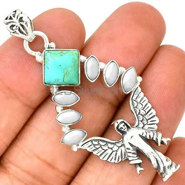 925 Sterling Silver Handmade Pendants In Multi Gemstone Jewelry 925SP51-3_1