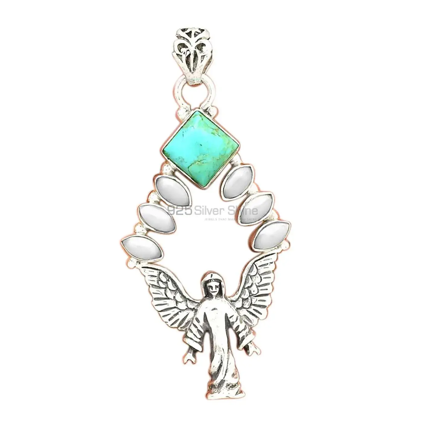925 Sterling Silver Handmade Pendants In Multi Gemstone Jewelry 925SP51-3_2