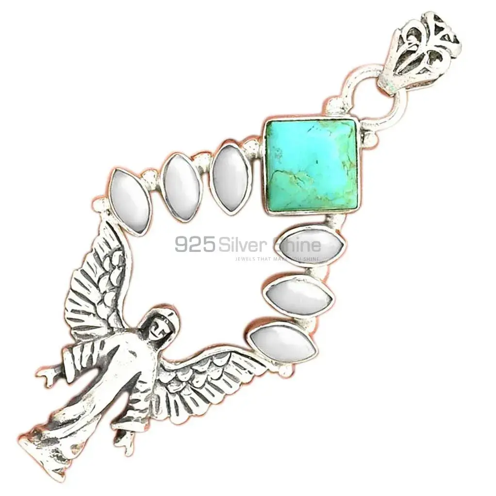 925 Sterling Silver Handmade Pendants In Multi Gemstone Jewelry 925SP51-3_3