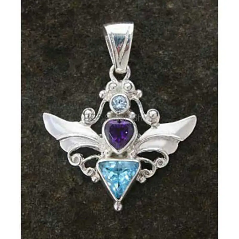 Top Quality 925 Sterling Silver Handmade Pendants In Multi Stone Jewelry 925SSP389_2