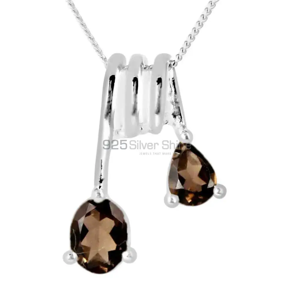 Top Quality 925 Sterling Silver Handmade Pendants In Smokey Gemstone Jewelry 925SP264-1