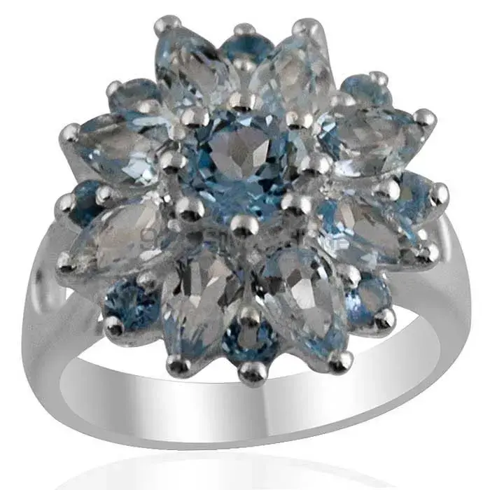 925 Sterling Silver Handmade Rings In Blue Topaz Gemstone Jewelry 925SR1410
