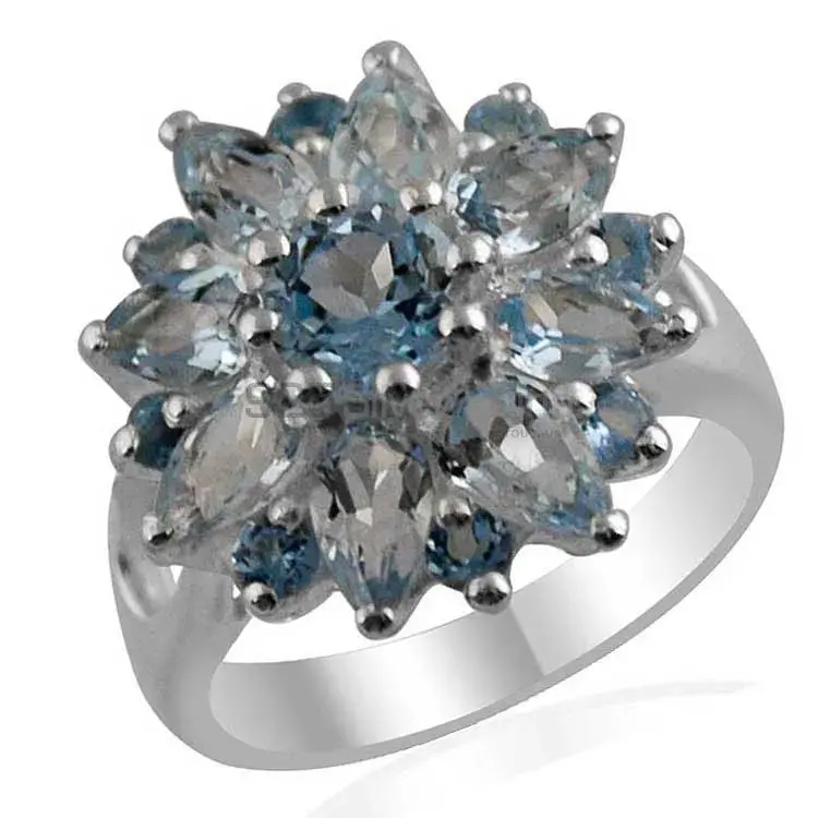 925 Sterling Silver Handmade Rings In Blue Topaz Gemstone Jewelry 925SR1410_0
