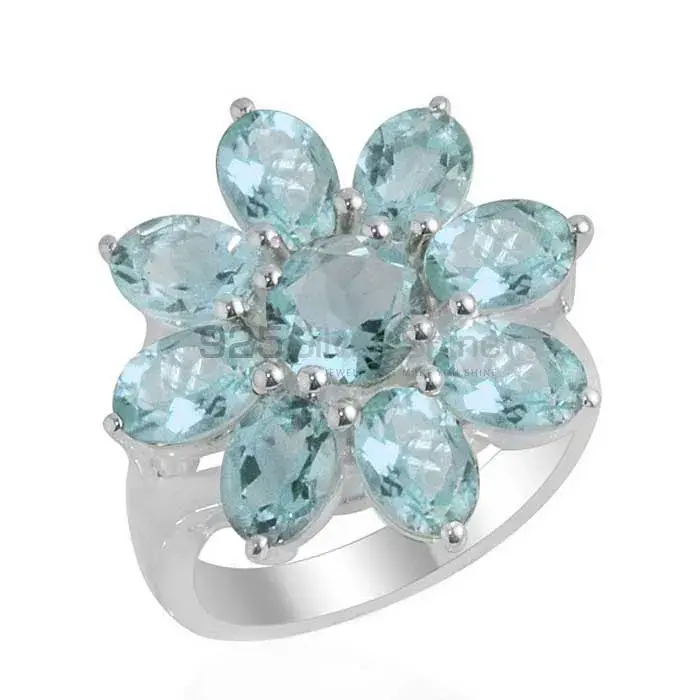 Top Quality 925 Sterling Silver Handmade Rings In Blue Topaz Gemstone Jewelry 925SR2109