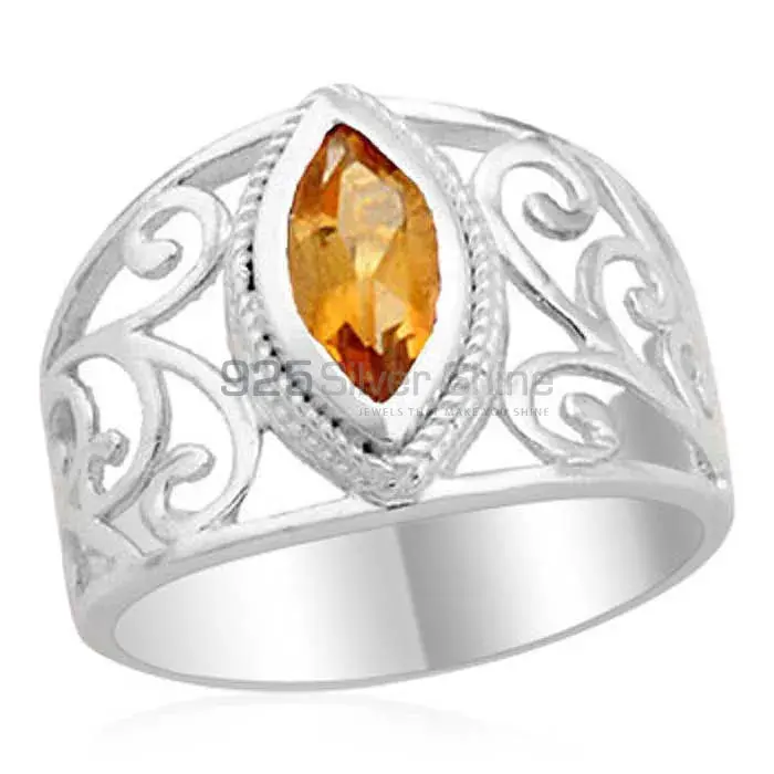 Natural Citrine Sterling Silver Filigree Rings 925SR1805