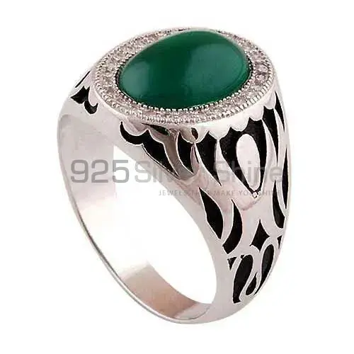 925 Sterling Silver Handmade Rings In Green Onyx Gemstone Jewelry 925SR3985_0