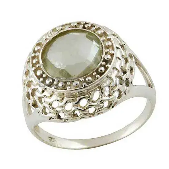 Green Amethyst Sterling Silver Engagement Rings Jewelry 925SR3552_1
