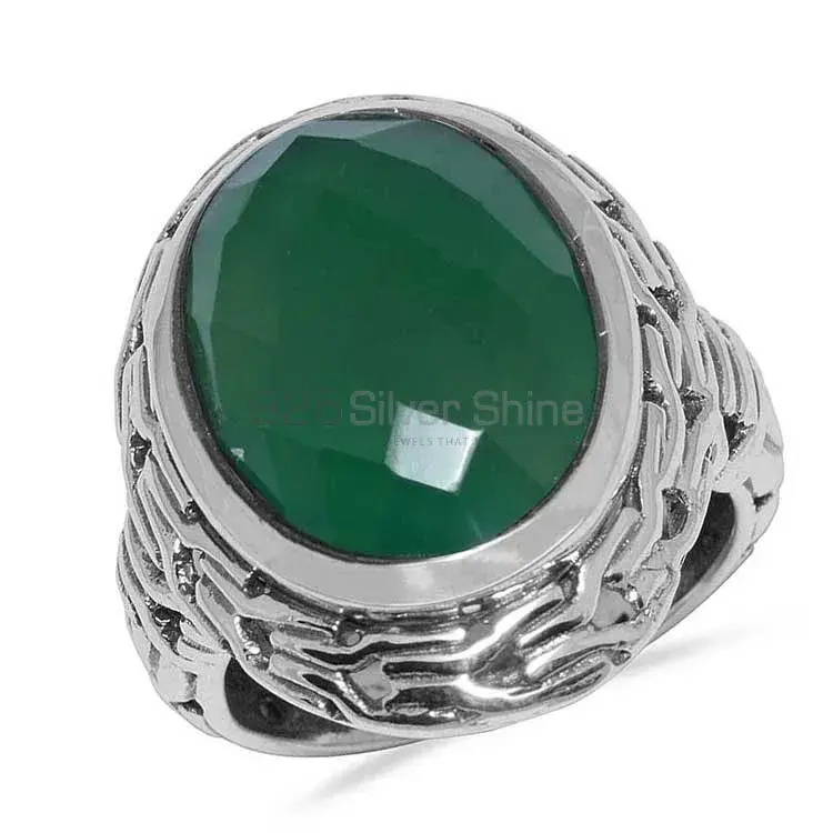 Top Quality 925 Sterling Silver Rings In Green Onyx Gemstone Jewelry 925SR1644_0
