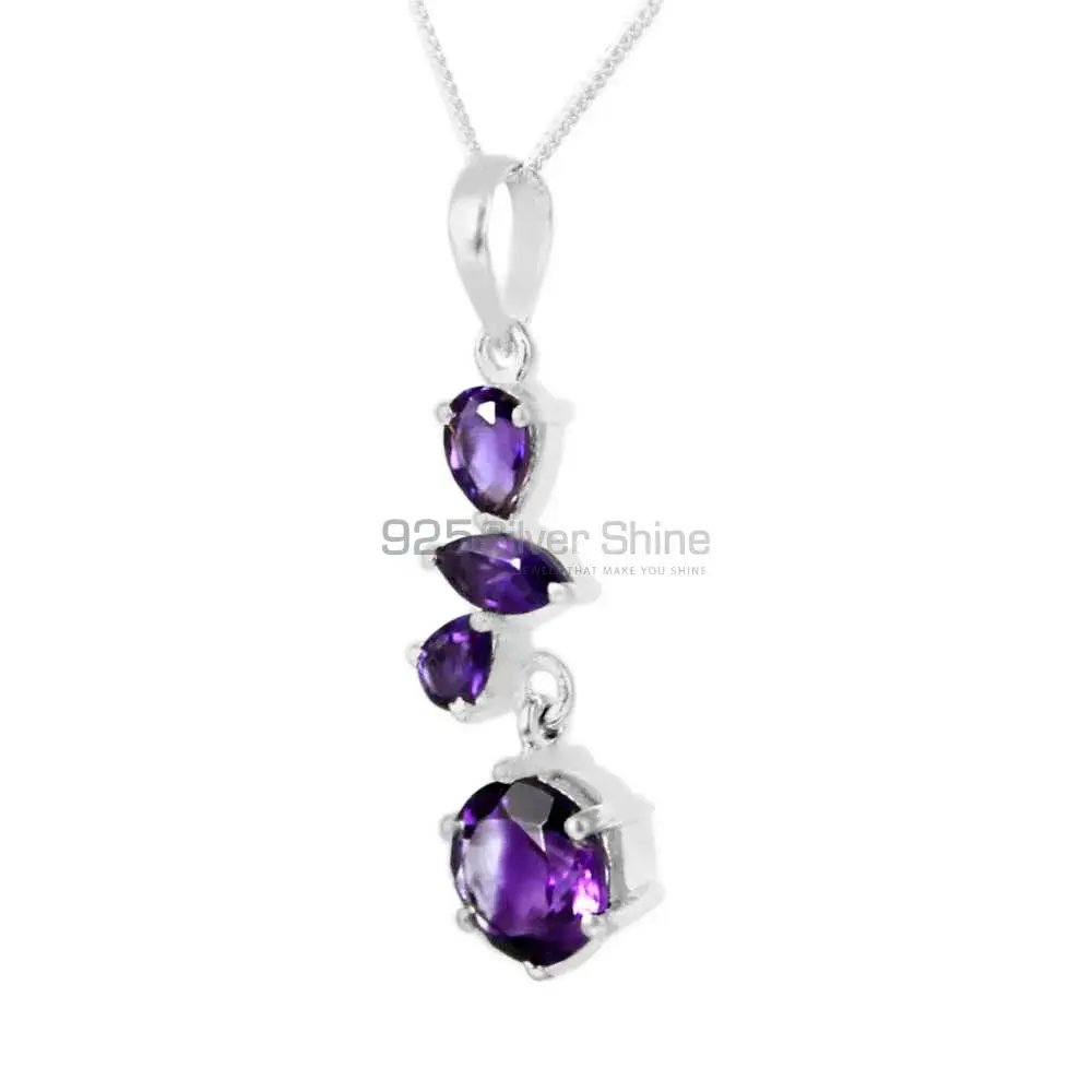 Top Quality Amethyst Gemstone Pendants Suppliers In 925 Fine Silver Jewelry 925SP211-6