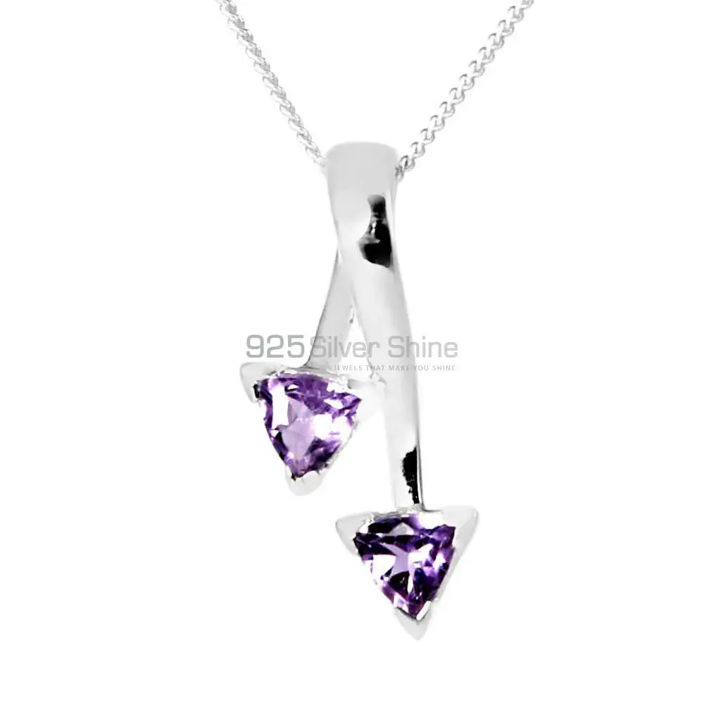Top Quality Amethyst Gemstone Pendants Wholesaler In Fine Sterling Silver Jewelry 925SP210-1