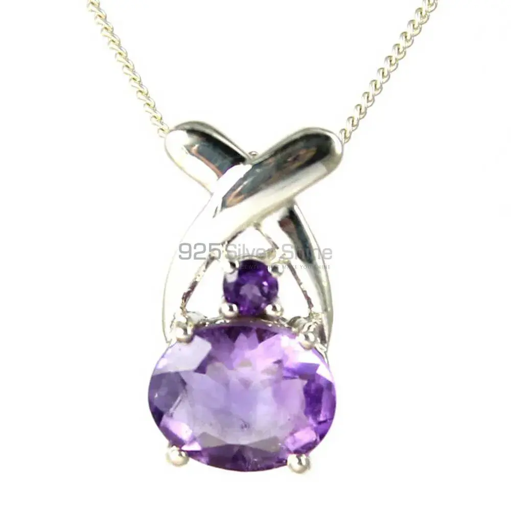 Top Quality Amethyst Gemstone Pendants Wholesaler In Fine Sterling Silver Jewelry 925SP217-3