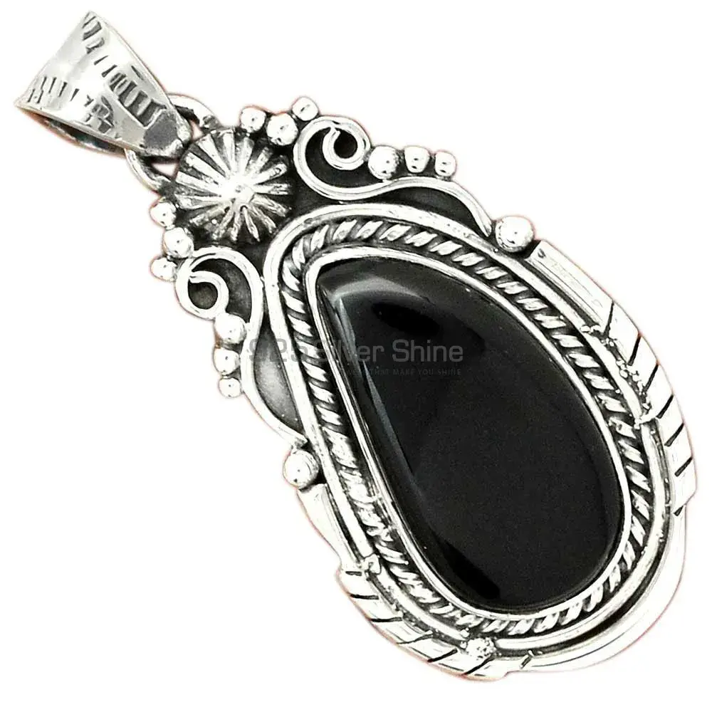 Top Quality Black Onyx Gemstone Handmade Pendants In 925 Sterling Silver Jewelry 925SP43-3