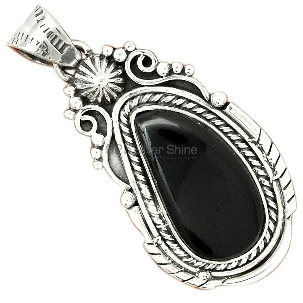 Black Onyx Gemstone Handmade Pendants In 925 Sterling Silver Jewelry 925SP43-3_0