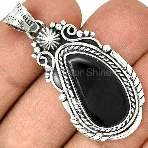 Black Onyx Gemstone Handmade Pendants In 925 Sterling Silver Jewelry 925SP43-3_1