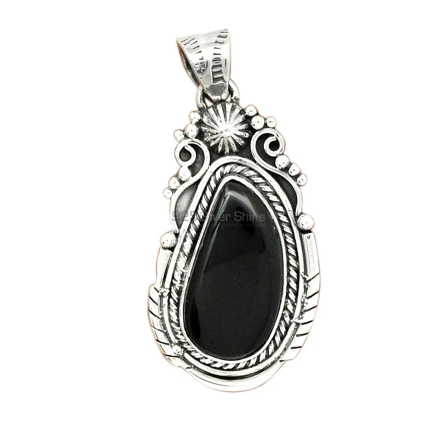 Top Quality Black Onyx Gemstone Handmade Pendants In 925 Sterling Silver Jewelry 925SP43-3_1