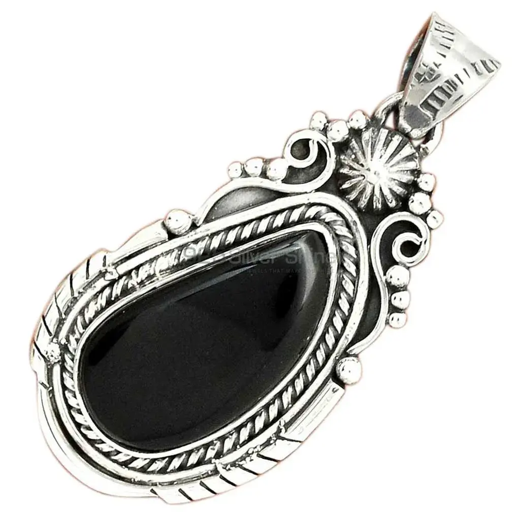 Top Quality Black Onyx Gemstone Handmade Pendants In 925 Sterling Silver Jewelry 925SP43-3_2