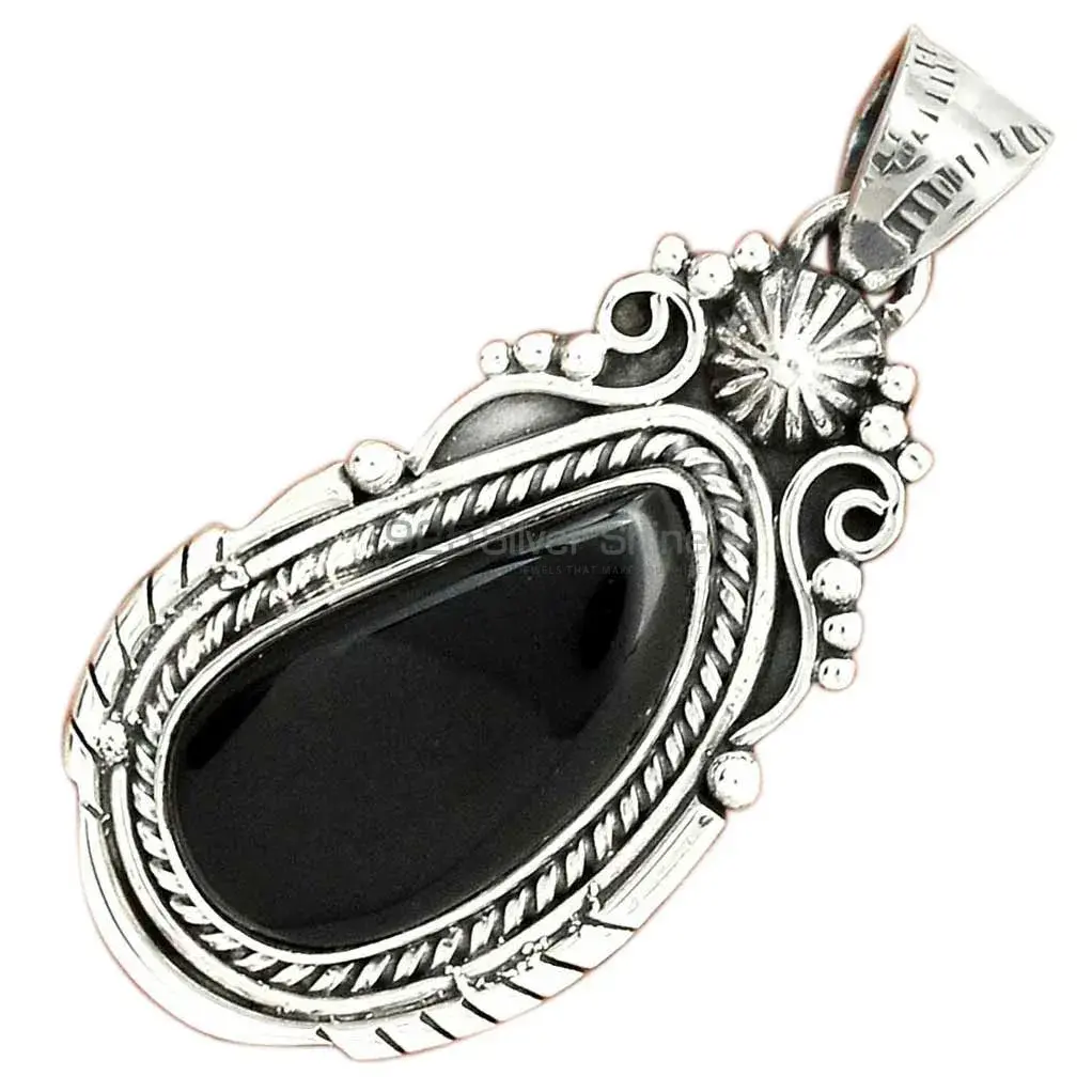 Black Onyx Gemstone Handmade Pendants In 925 Sterling Silver Jewelry 925SP43-3_3