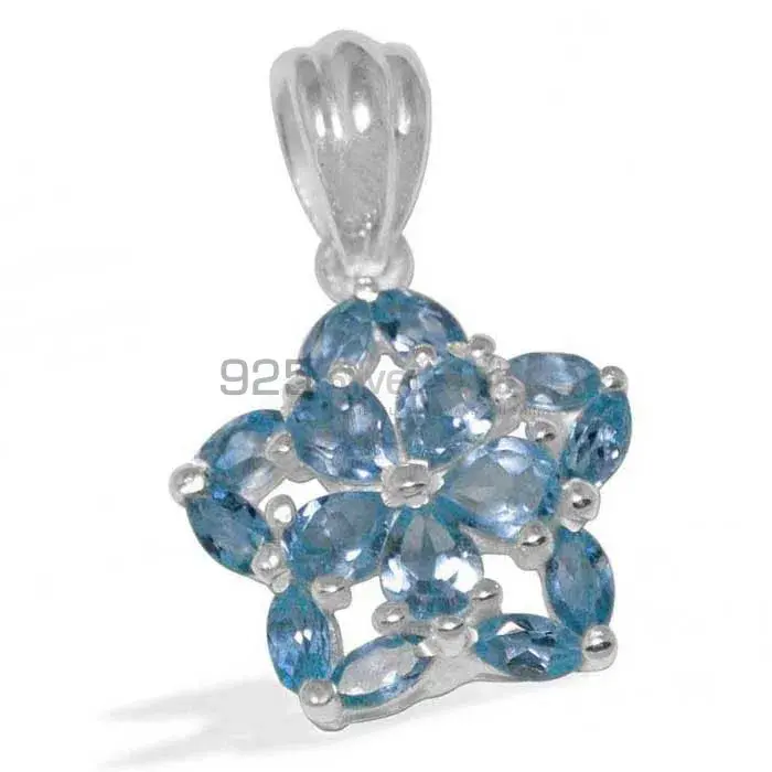 Blue Topaz Gemstone Handmade Pendants In 925 Sterling Silver Jewelry 925SP1511_1