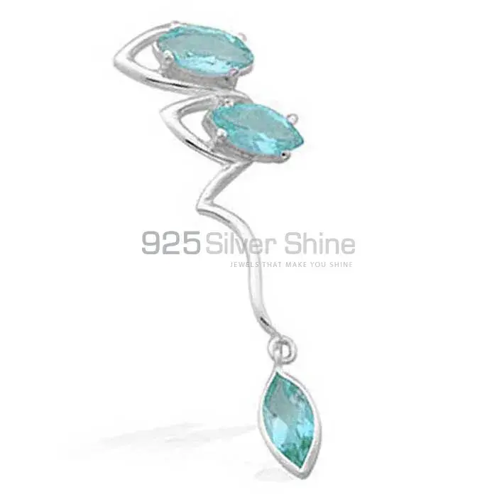 Top Quality Blue Topaz Gemstone Handmade Pendants In 925 Sterling Silver Jewelry 925SP1561
