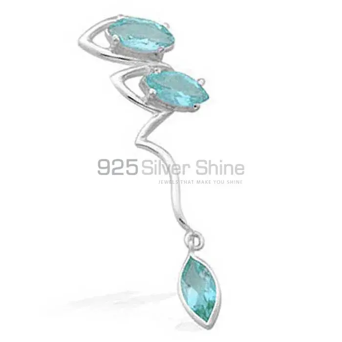 Blue Topaz Gemstone Handmade Pendants In 925 Sterling Silver Jewelry 925SP1561