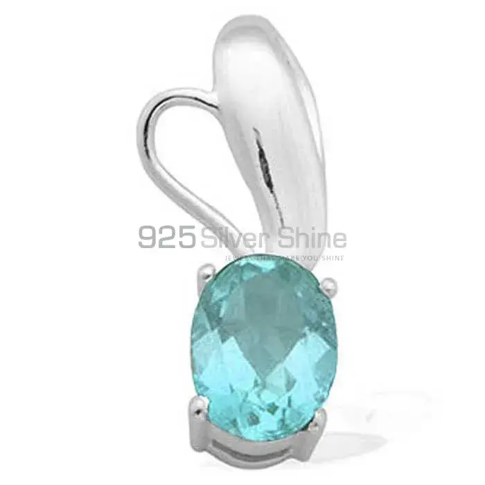 Top Quality Blue Topaz Gemstone Handmade Pendants In 925 Sterling Silver Jewelry 925SP1611