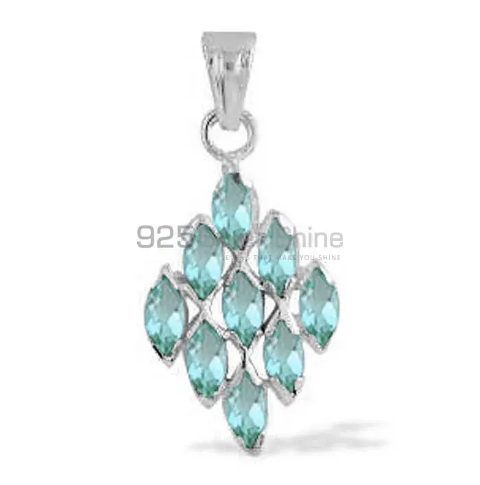 Blue Topaz Gemstone Handmade Pendants In 925 Sterling Silver Jewelry 925SP1661