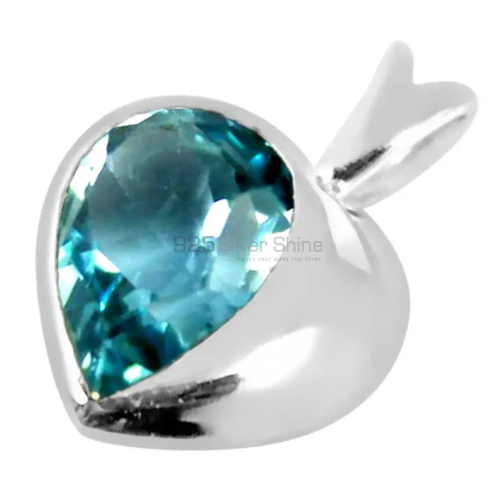 Top Quality Blue Topaz Gemstone Pendants Suppliers In 925 Fine Silver Jewelry 925SP260-1_0