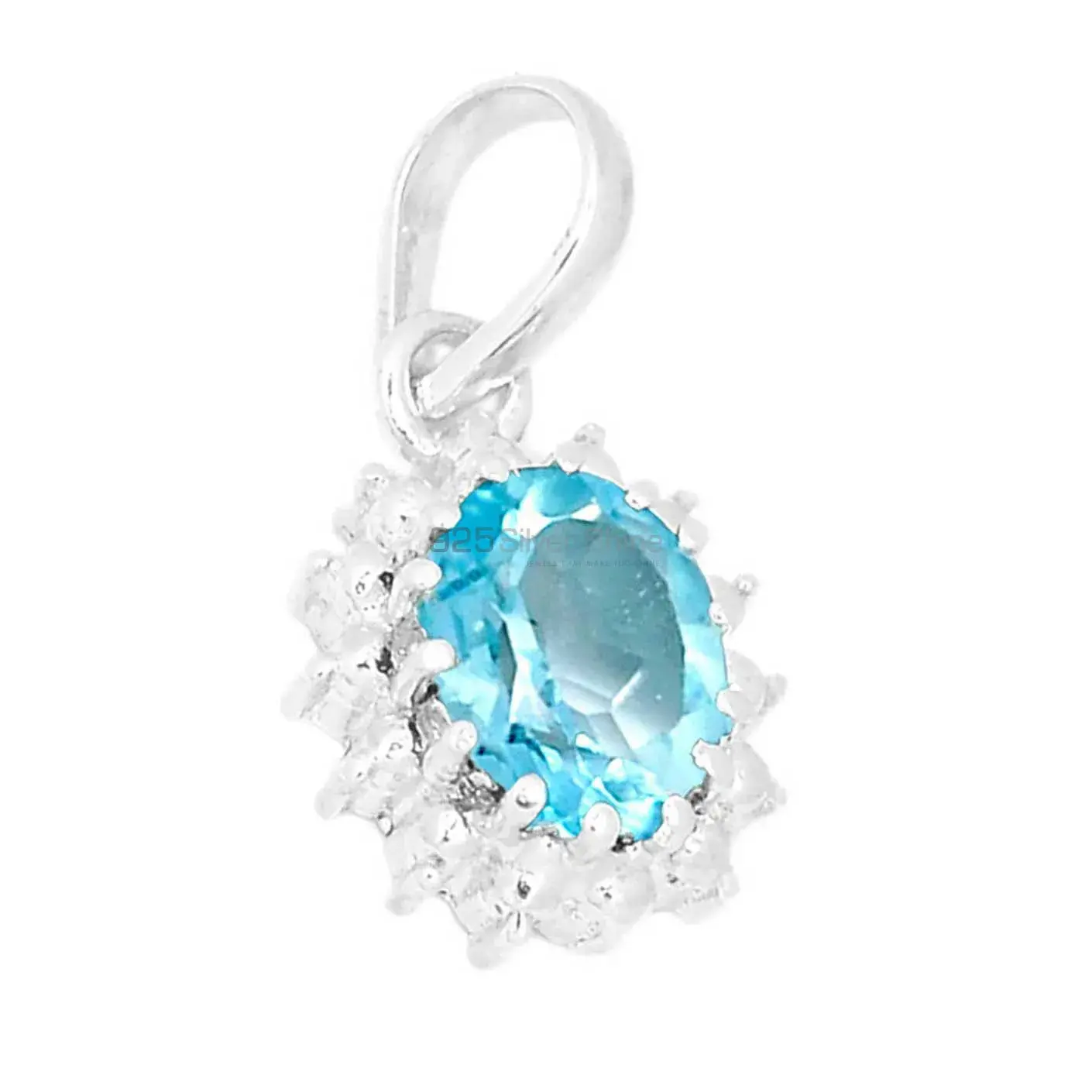 Blue Topaz Gemstone Pendants In 925 Fine Silver Jewelry 925SP267-2_1