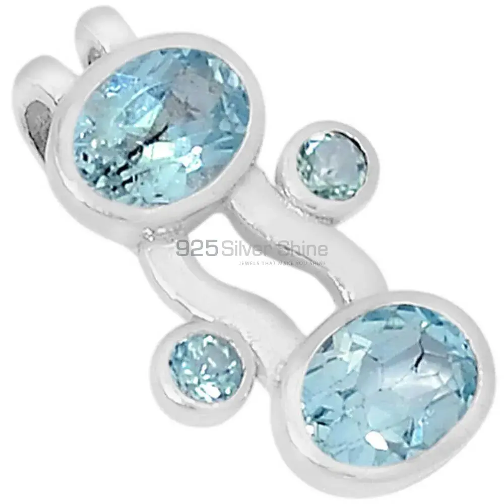 Top Quality Blue Topaz Gemstone Pendants Suppliers In 925 Fine Silver Jewelry 925SSP321-2