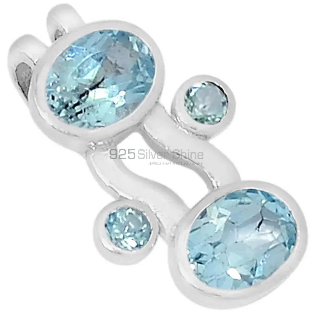 Blue Topaz Gemstone Pendants In 925 Fine Silver Jewelry 925SSP321-2_0