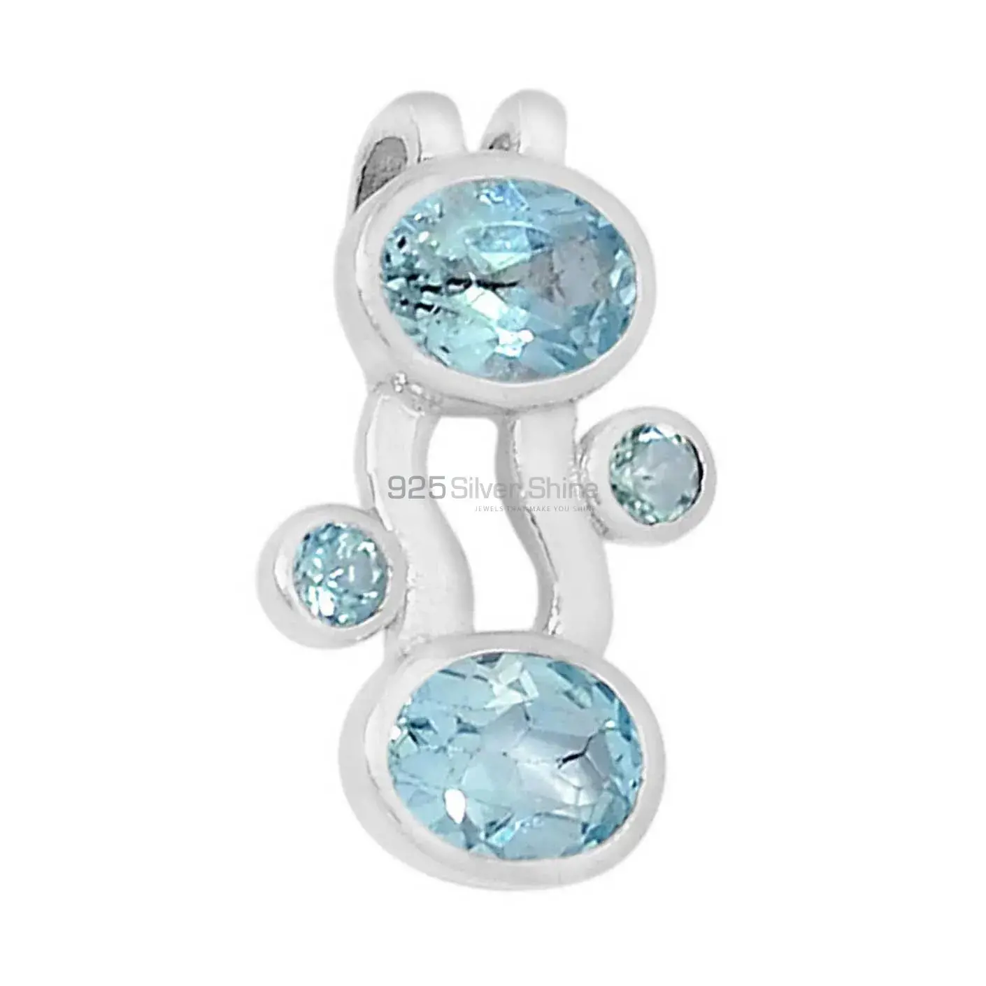 Top Quality Blue Topaz Gemstone Pendants Suppliers In 925 Fine Silver Jewelry 925SSP321-2_1