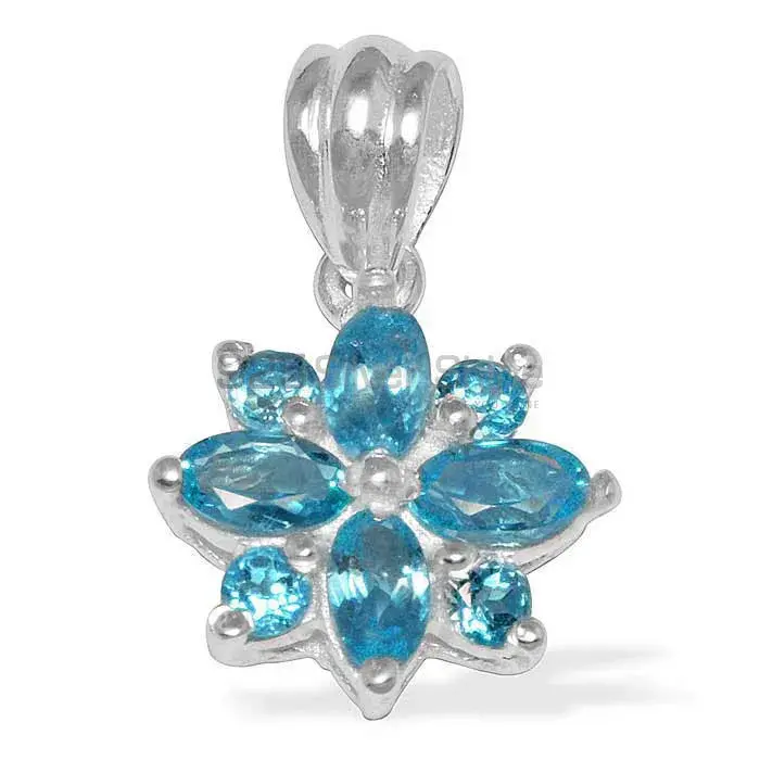 Top Quality Blue Topaz Gemstone Pendants Wholesaler In Fine Sterling Silver Jewelry 925SP1498
