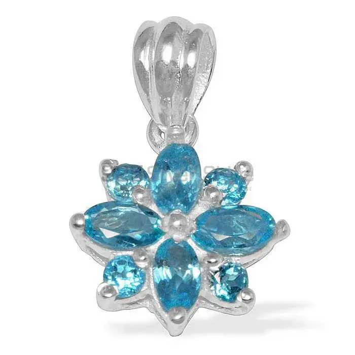 Blue Topaz Gemstone Pendants In Fine Sterling Silver Jewelry 925SP1498_0