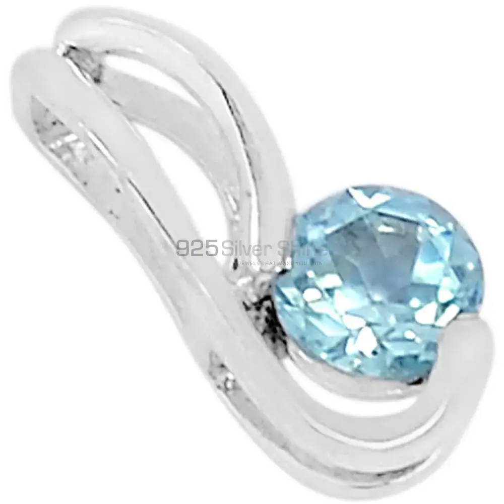 Top Quality Blue Topaz Gemstone Pendants Wholesaler In Fine Sterling Silver Jewelry 925SSP332-2