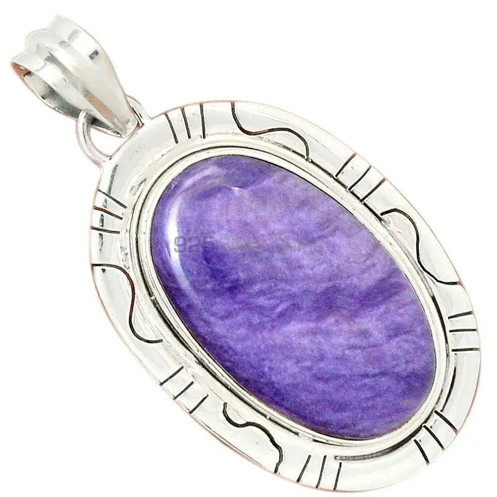 Top Quality Charoite Gemstone Pendants Wholesaler In Fine Sterling Silver Jewelry 925SP40-1