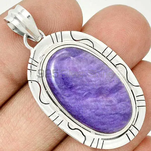 Top Quality Charoite Gemstone Pendants Wholesaler In Fine Sterling Silver Jewelry 925SP40-1_0