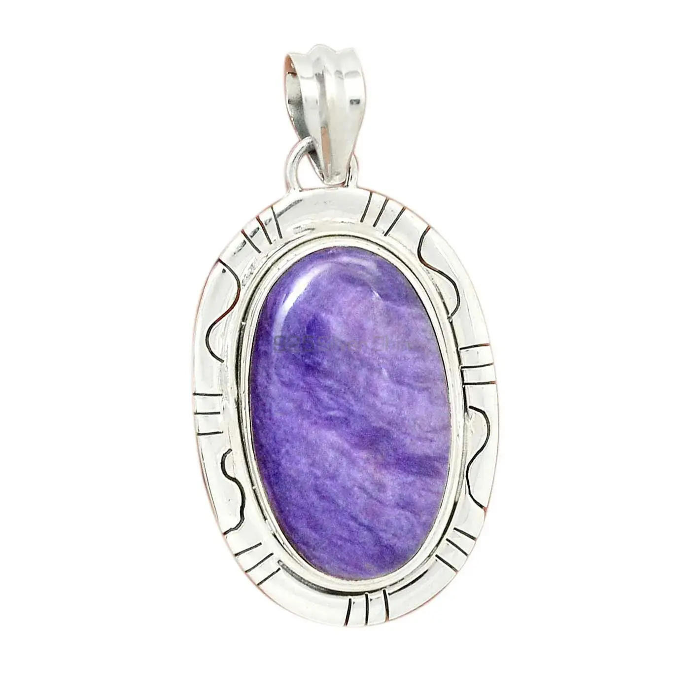 Top Quality Charoite Gemstone Pendants Wholesaler In Fine Sterling Silver Jewelry 925SP40-1_1